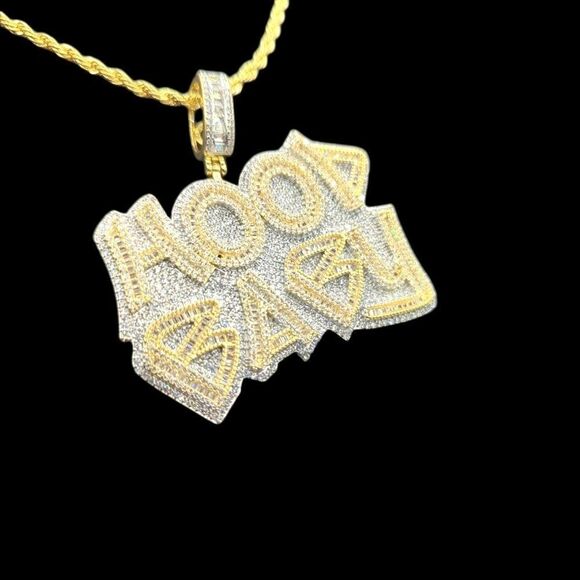 14K Bi-Color Gold Finish Good Baby - Free 24" x 3mm Rope Chain. - Picture 3 of 9